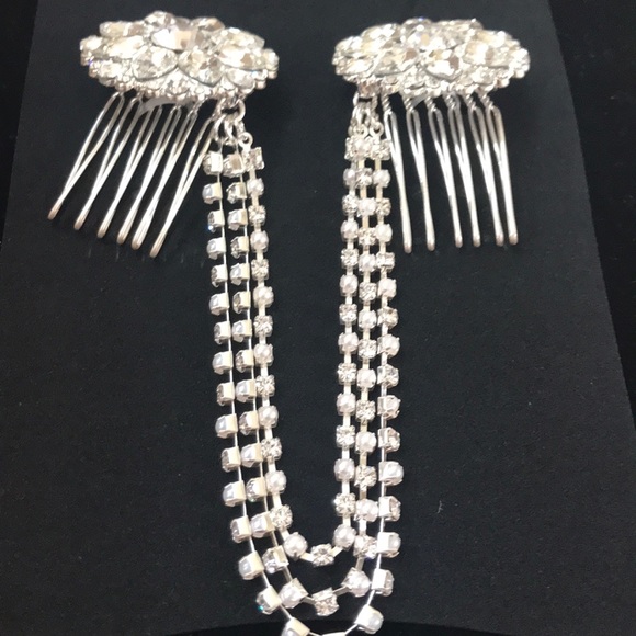 🌈Silver, Crystal Rhinestone Swag Comb💎 - Picture 3 of 8